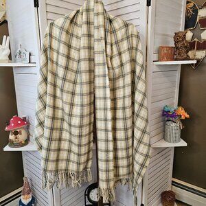 Winter Scarf, Tan with Blue Stripes, extra Large, Warm (No Brand Known)